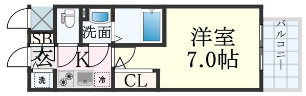 中央市場前駅 徒歩5分 3階の物件間取画像